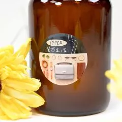 圓形銅版超黏膠貼紙近照
